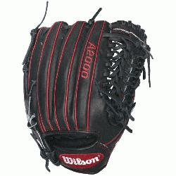The black and red A2000 GG47 GM Baseball Glov